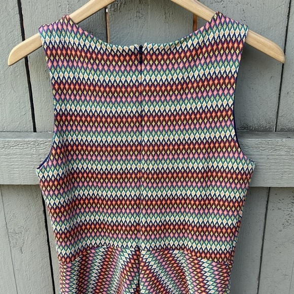 Eva Franco Mulitcolor Diamond Geometric Pattern Fit & Flare Dress Sz 6 Spring - Picture 5 of 6